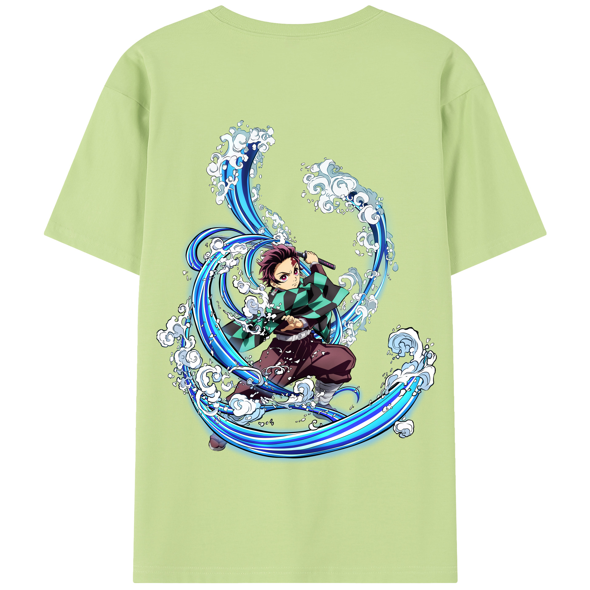 （画像用） 鬼滅の刃 竈門 炭治郎／かまど たんじろう Kamado Tanjirou 綿100％半袖Tシャツ（背面プリント）